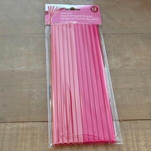 Pink Heart Shaped Straws
